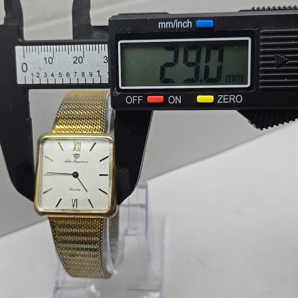 Rare Vintage Mens Jules Jurgensen 4154 Watch 29mm Gold Tone Square New Battery - Picture 4 of 12